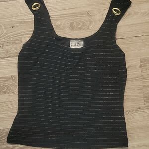 Joseph Ribkoff Womens Tank Top Black Sz 10 Metallic Sleeveless Camisole Vintage